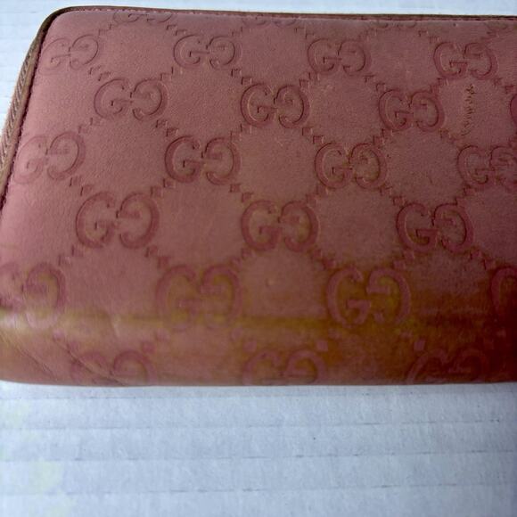 GUCCI Guccissima Leather Zip Around Wallet Pink - Picture 2 of 14